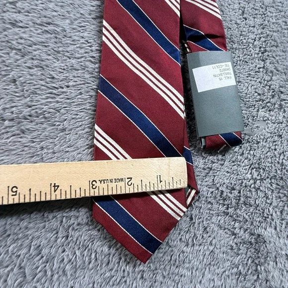 Lauren Ralph Lauren Men's Silk Tie Red Blue White Striped Hand Made NWT - Picture 5 of 5